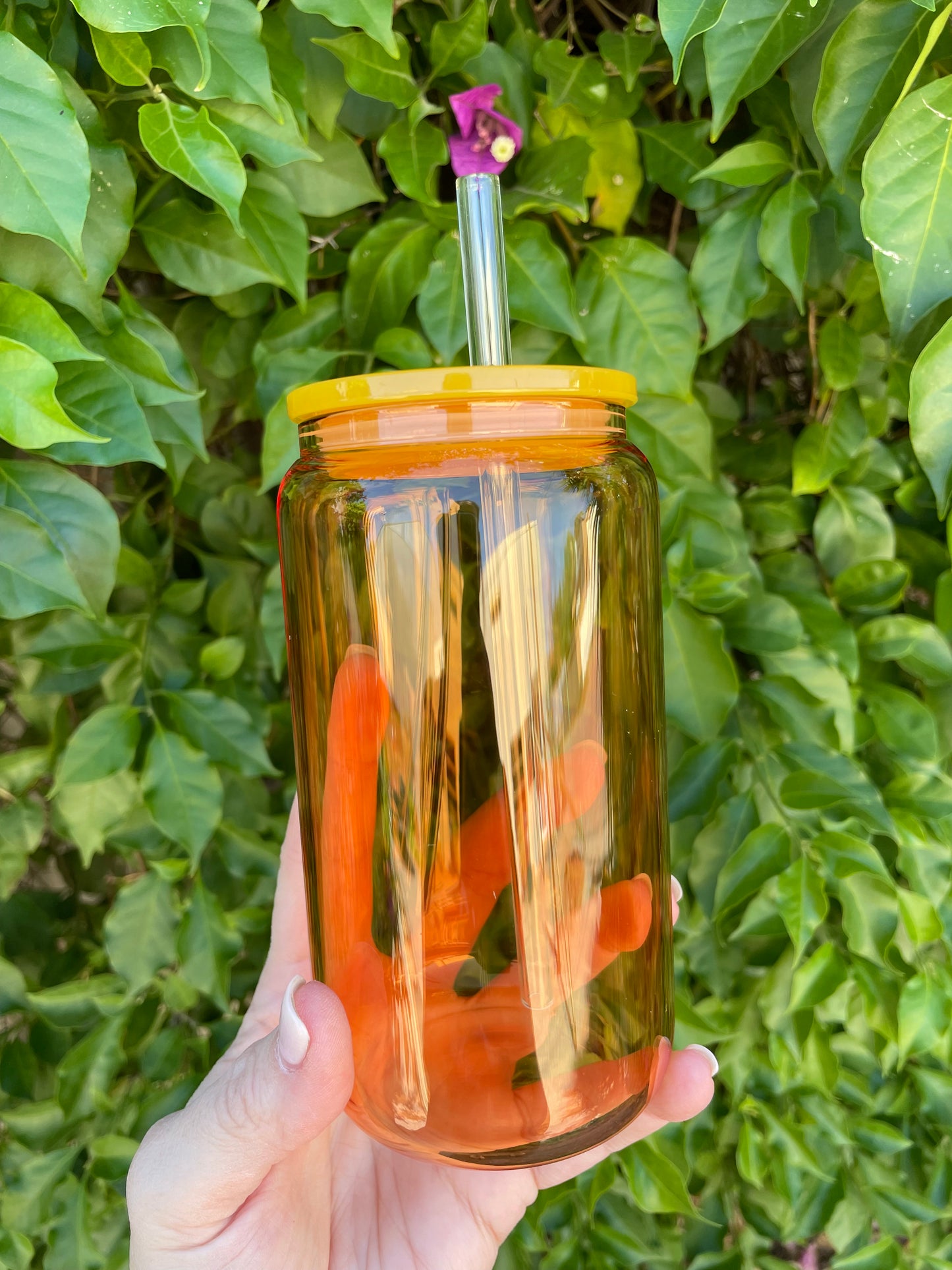 16oz Coloured Glass Libbey Cup w/Acrylic Lid