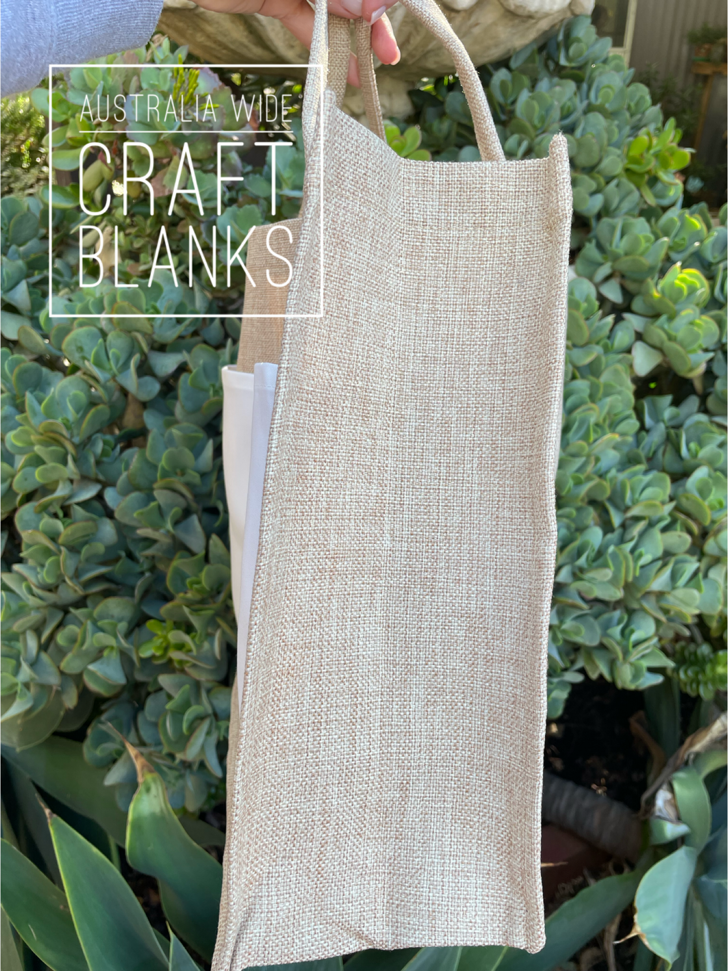 Burlap Tote w/print panel - Large