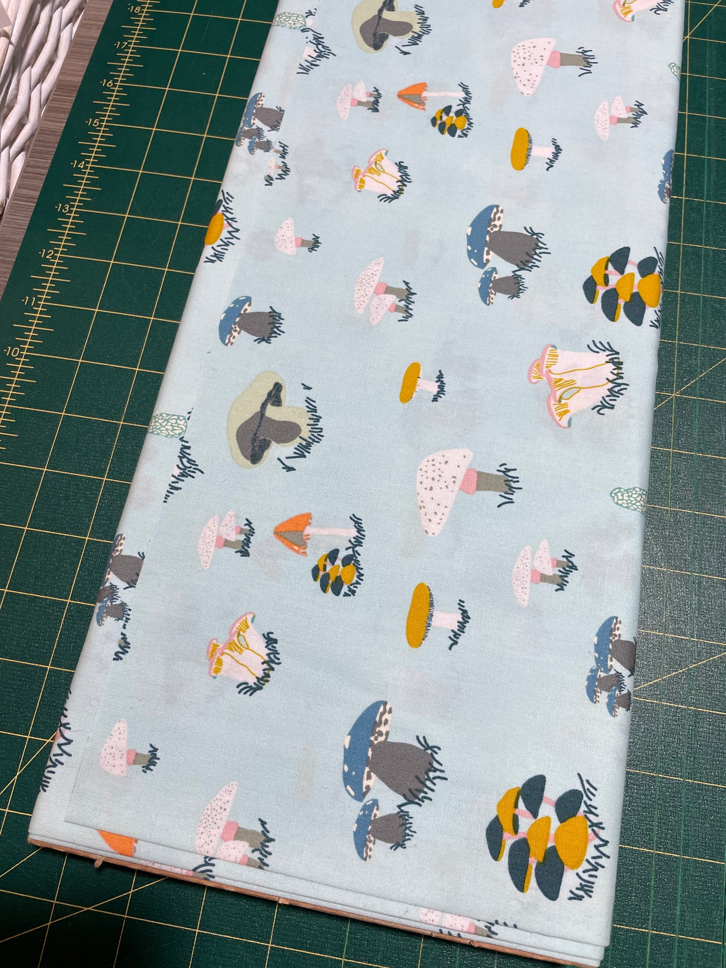 Fabric - Pale Blue Mushroom