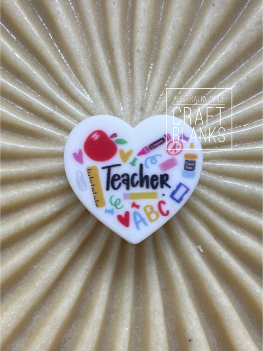 Teacher Hearts - Silicone Bead - #246