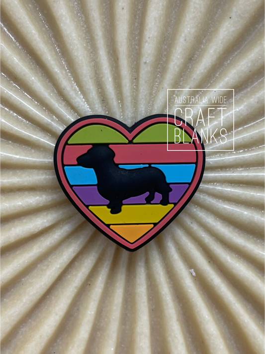 Dachshund Rainbow Heart - Silicone Bead - #266