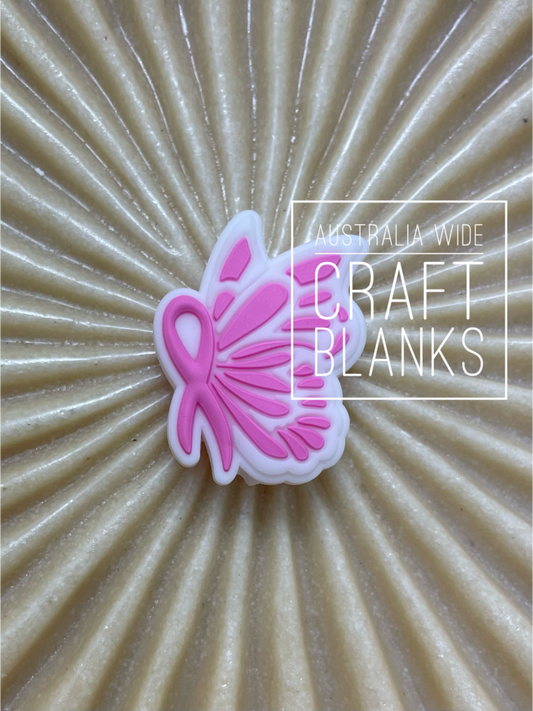 Breast Cancer Butterfly - Silicone Bead - #61