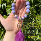 Keyring - Silicone bead Floral style wristlet w/ tassle