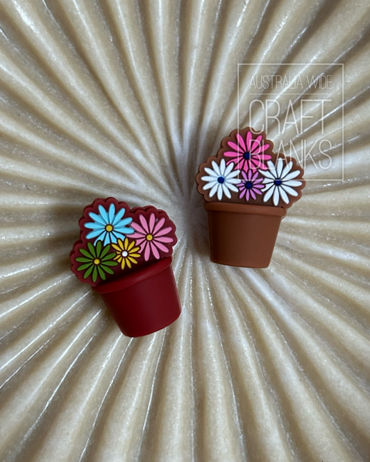 Flowers in Pot- Silicone Bead - #194