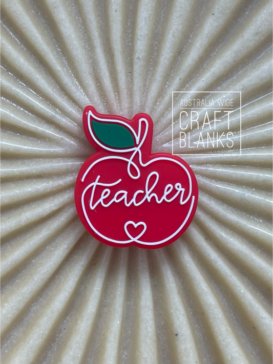 Red Teacher Apple- Silicone Bead - #160