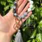 Keyring - Silicone bead Floral style wristlet w/ tassle