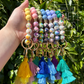 Keyring - Silicone bead Floral style wristlet w/ tassle