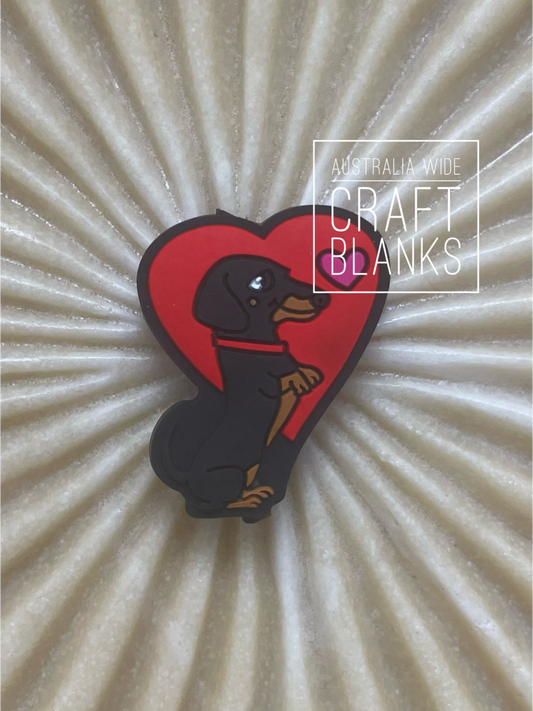Dachshund Heart - Silicone Bead - #103