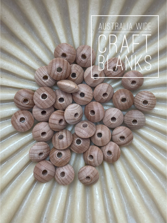 13mm Lentil Bead - Beech