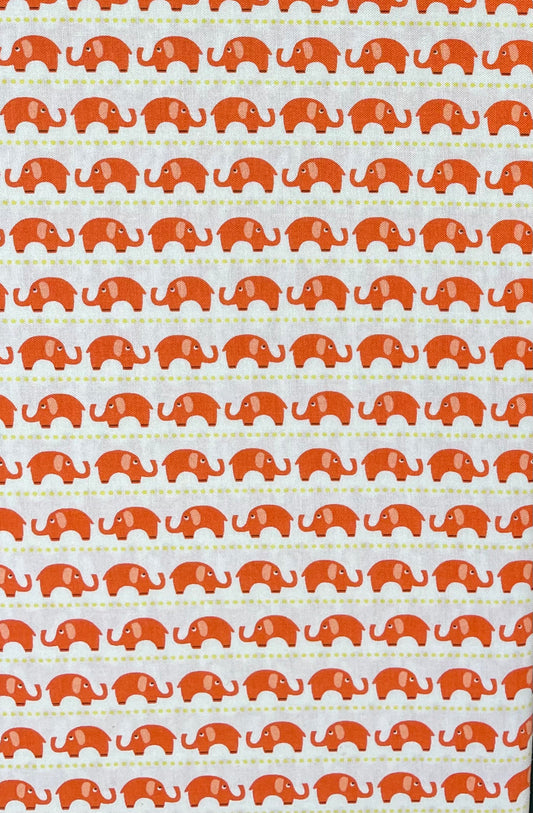 Fabric - Orange Elephant