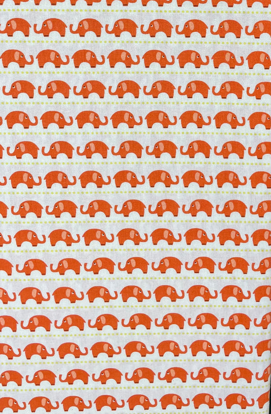 Fabric - Orange Elephant