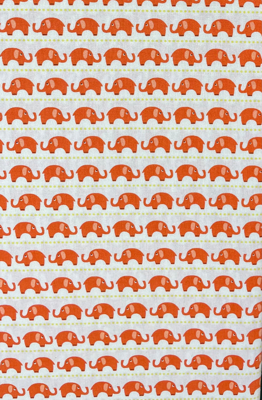 Fabric - Orange Elephant