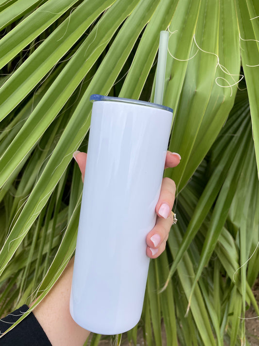 Skinny Tumbler-White -20oz