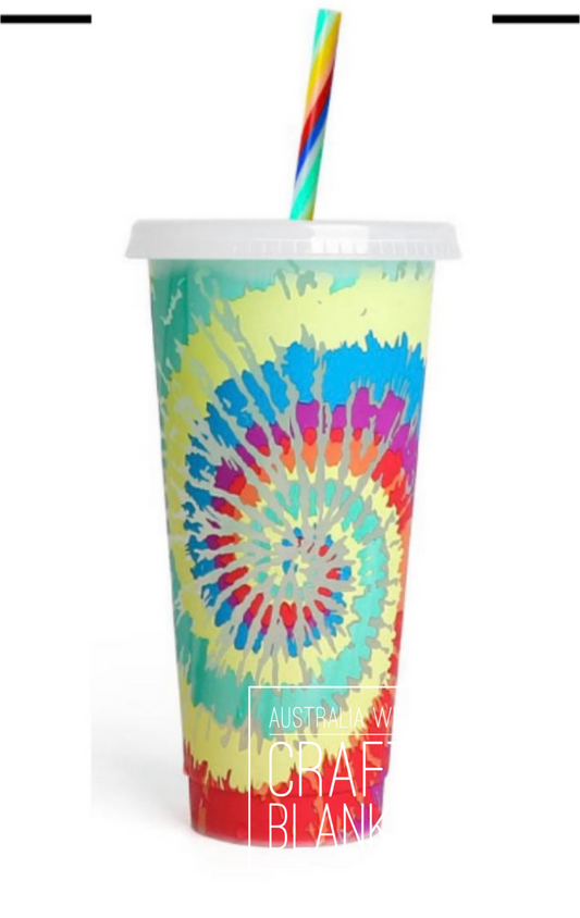 Rainbow Tye Dye colour change cups