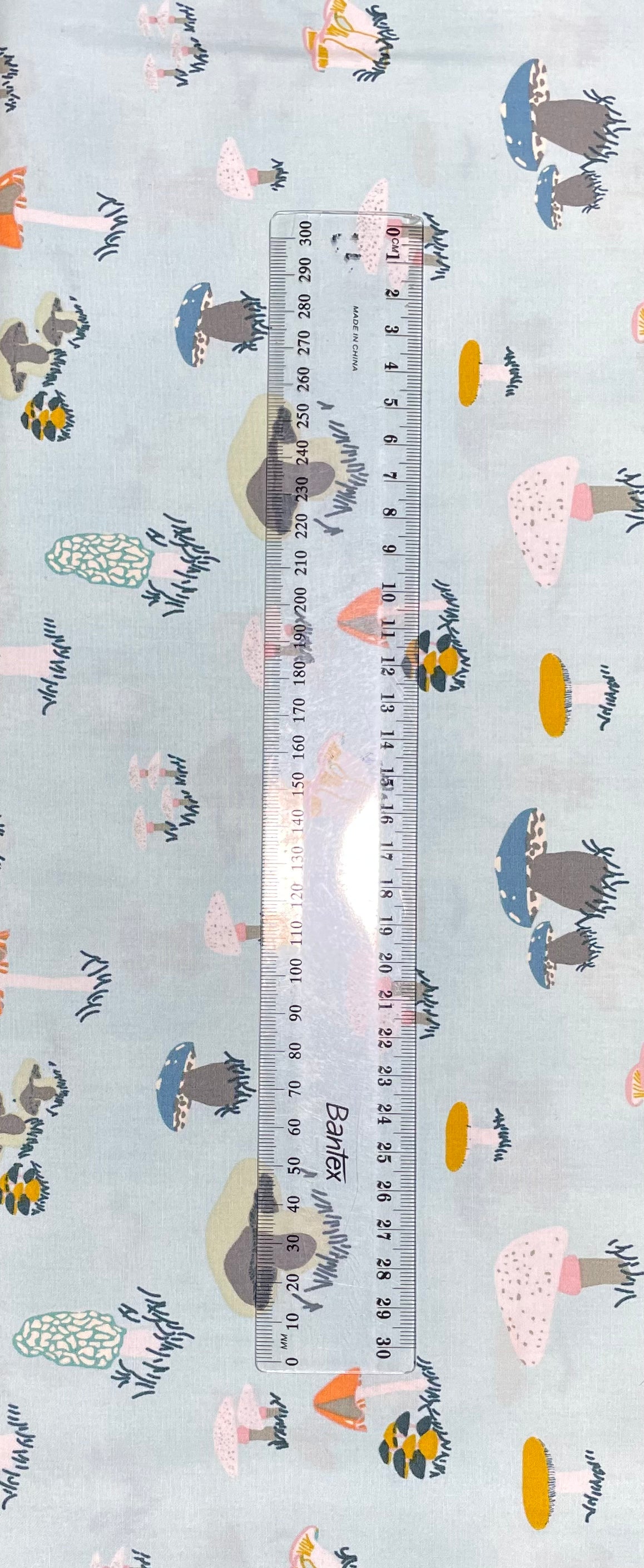 Fabric - Pale Blue Mushroom