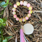 Keyring - Marbled silicone bead wristlet w/wood disc